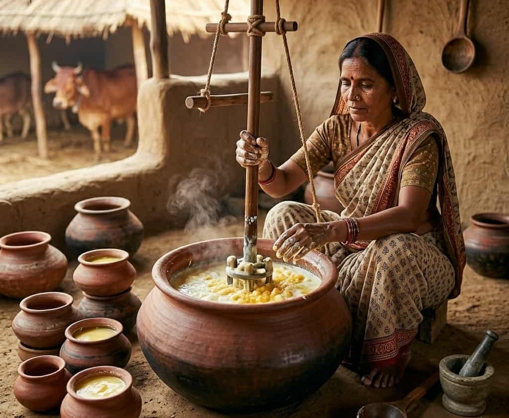 Traditional churning